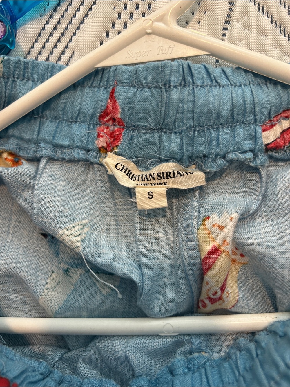 Christian Siriano Light Blue Tropical Popcorn Print Pajama Pants - Picture 2 of 4